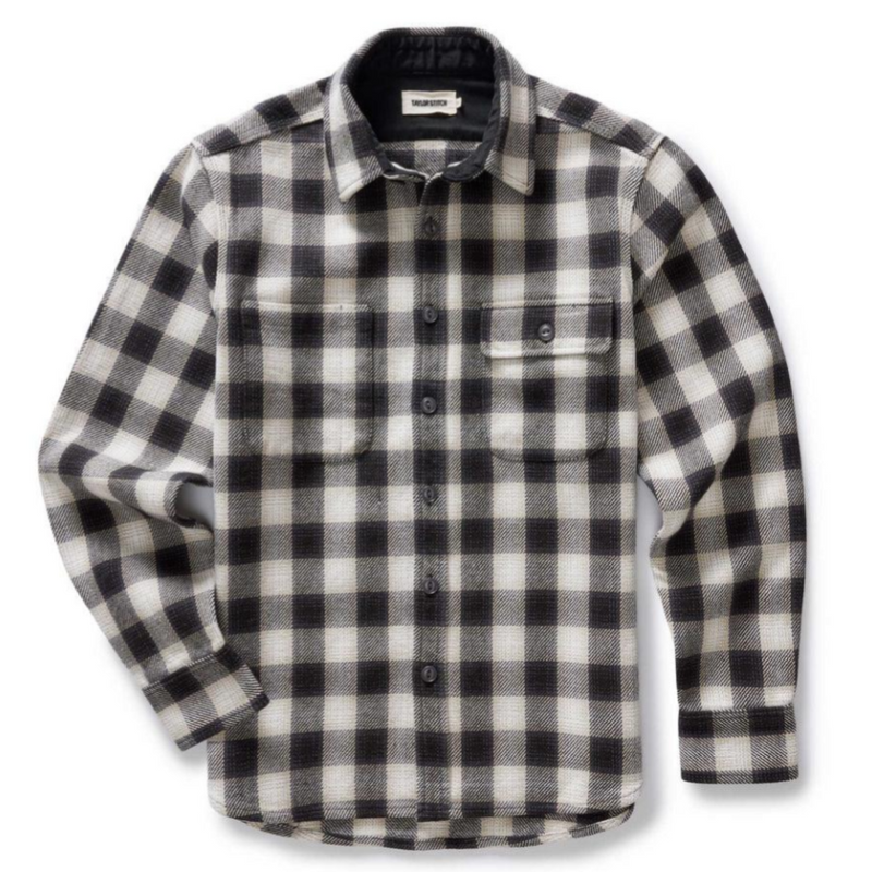 The Moto Utility Shirt in White Smoke Plaid