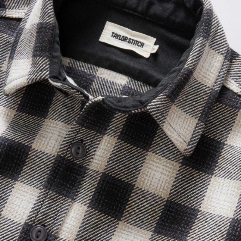 The Moto Utility Shirt in White Smoke Plaid