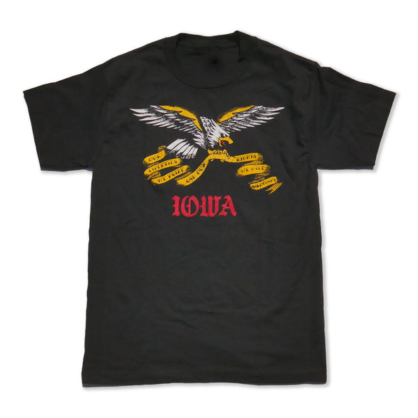 tattoo design eagle iowa flag on a black tee
