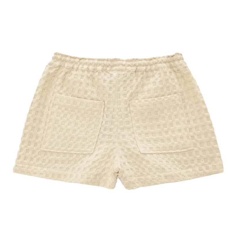 Women's Ecru Drizzle Waffle Shorts